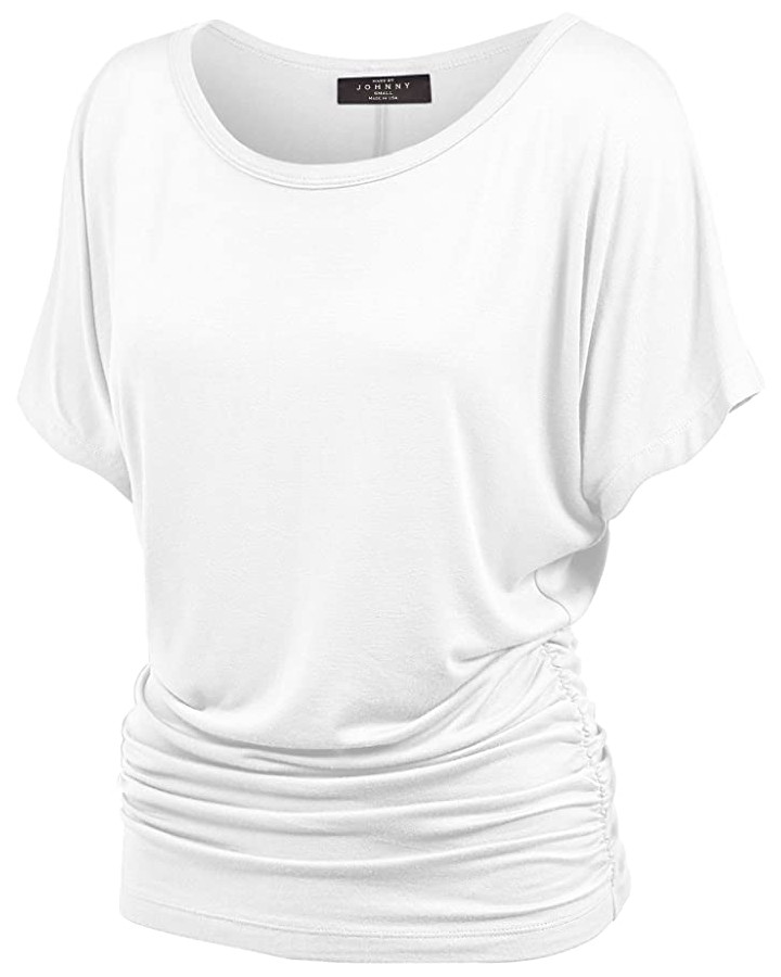 MBJ Women's Solid Short Sleeve Boat Neck V