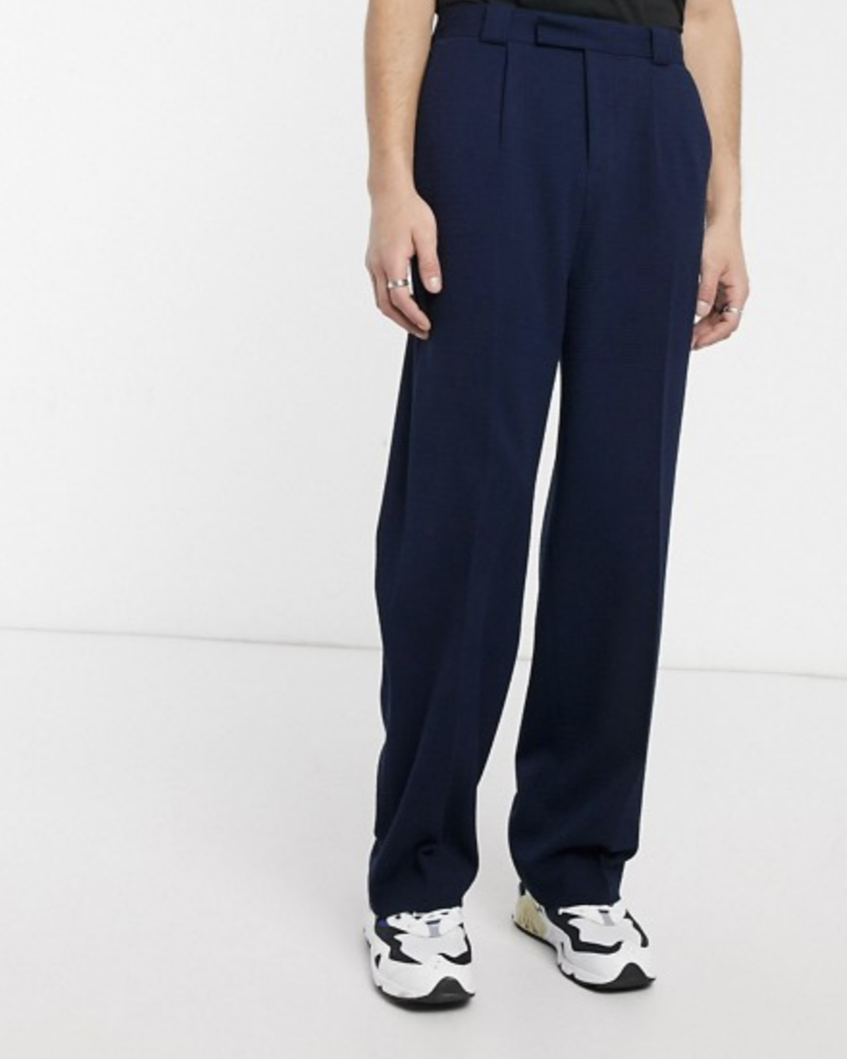 ASOS DESIGN wide leg tailored trousers in navy